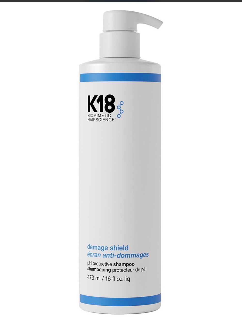 K18 Damage Shield pH Protective Shampoo size 16 fl oz -NEW , white and blue